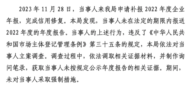 卢靖姗工作室未按时报送年报被罚两千元