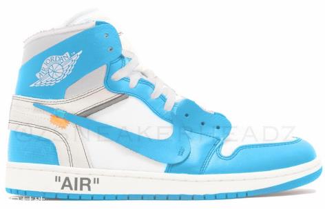 off white联名air jordan 1北卡蓝配色发售时间_多少钱？